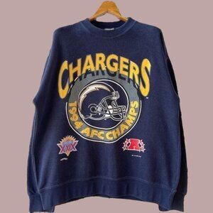 Vtg 90s San Diego Chargers NFL Sweatshirt Navy Reprint San Diego Chargers Unisex